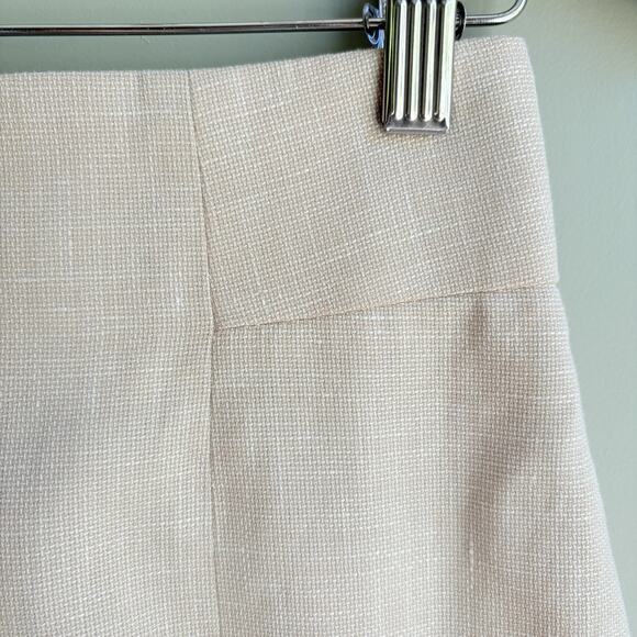 Ann Taylor Linen Blend Pencil Skirt Beige Khaki Lined Work Office Career 2P - Picture 3 of 11